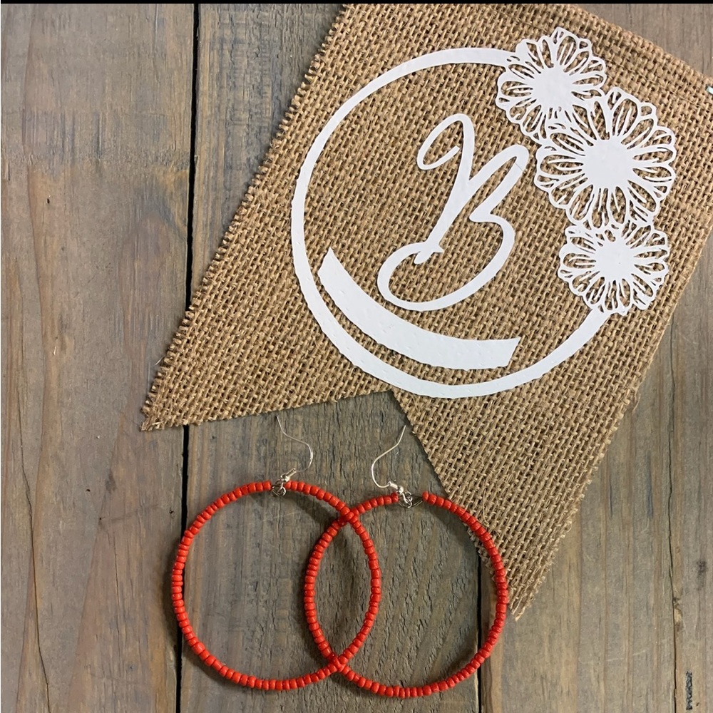 Solid Beaded Hoops: Red